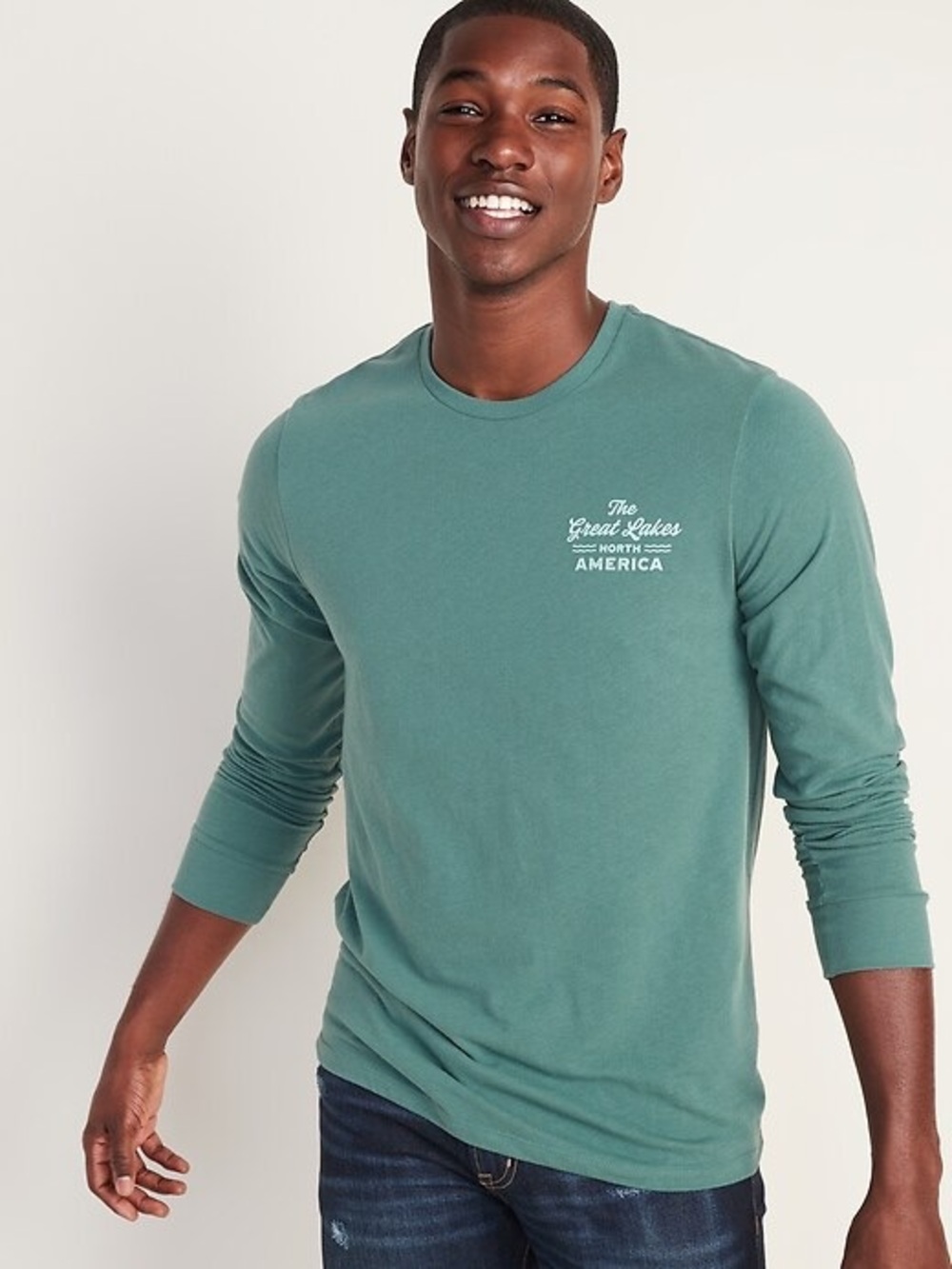 Old Navy‎ Men's Long-Sleeve Crewneck in Sage Green